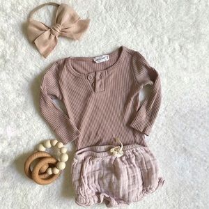 Jamie Kay ribbed long sleeve onesie in Blush